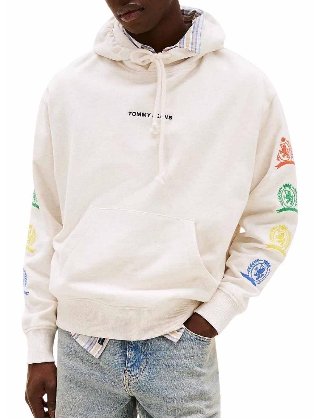TOMMY HOODIE BEIGE ESCUDO VARSITY CREST