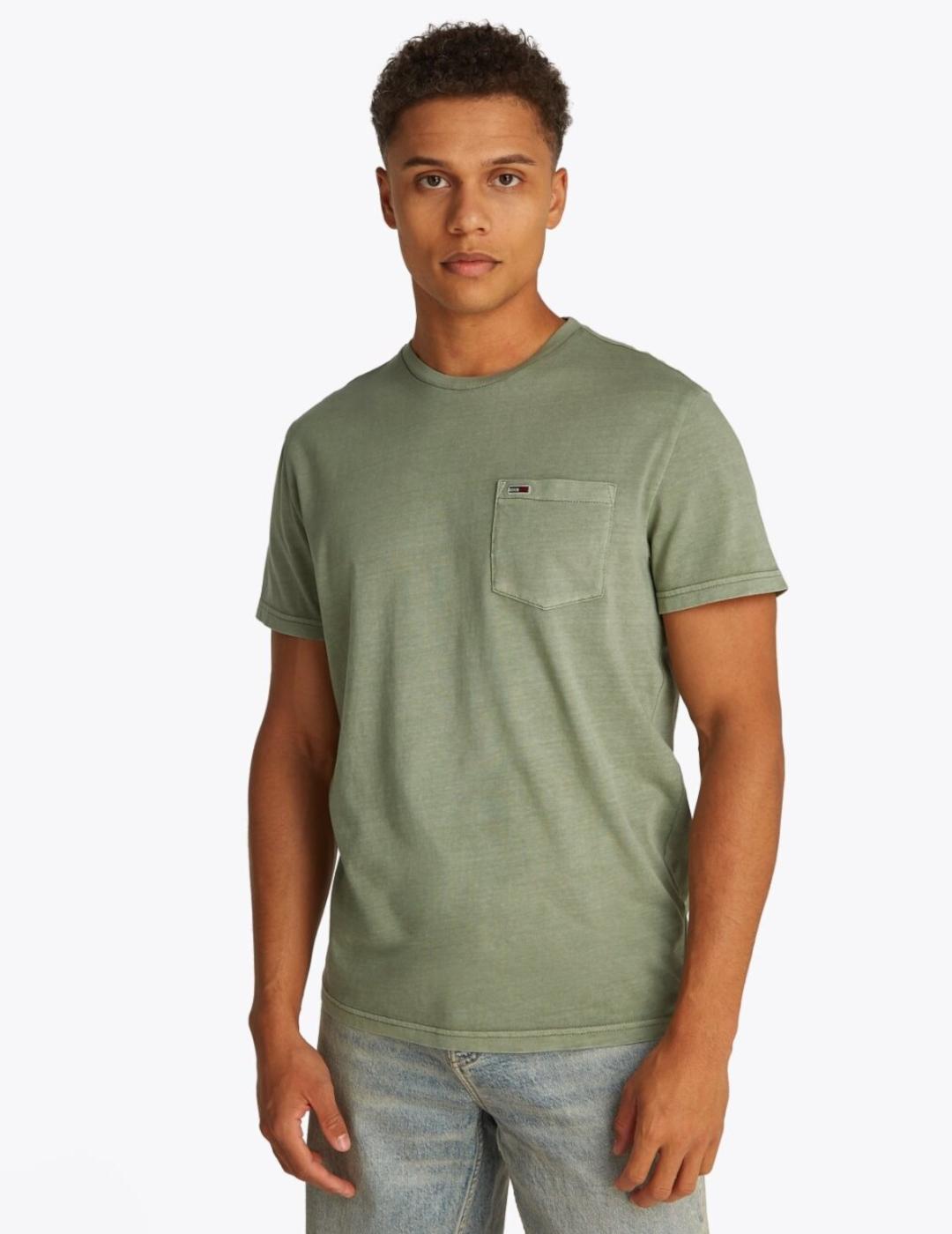 TOMMY CAMISETA VERDE POCKET WASHED SLIM