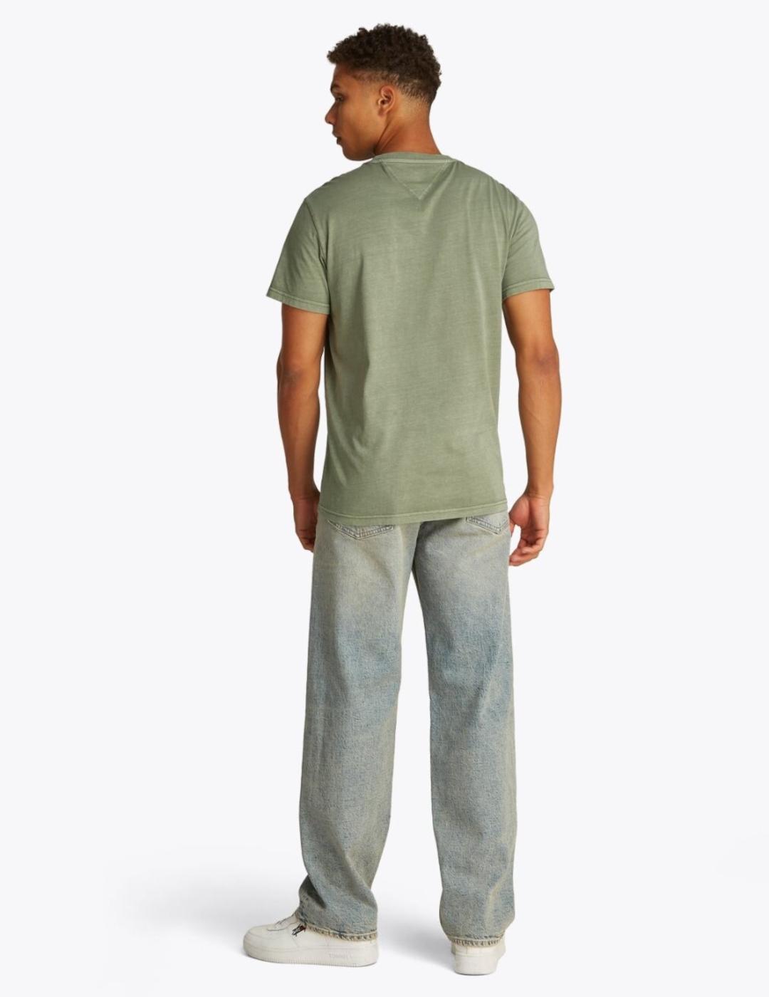 TOMMY CAMISETA VERDE POCKET WASHED SLIM