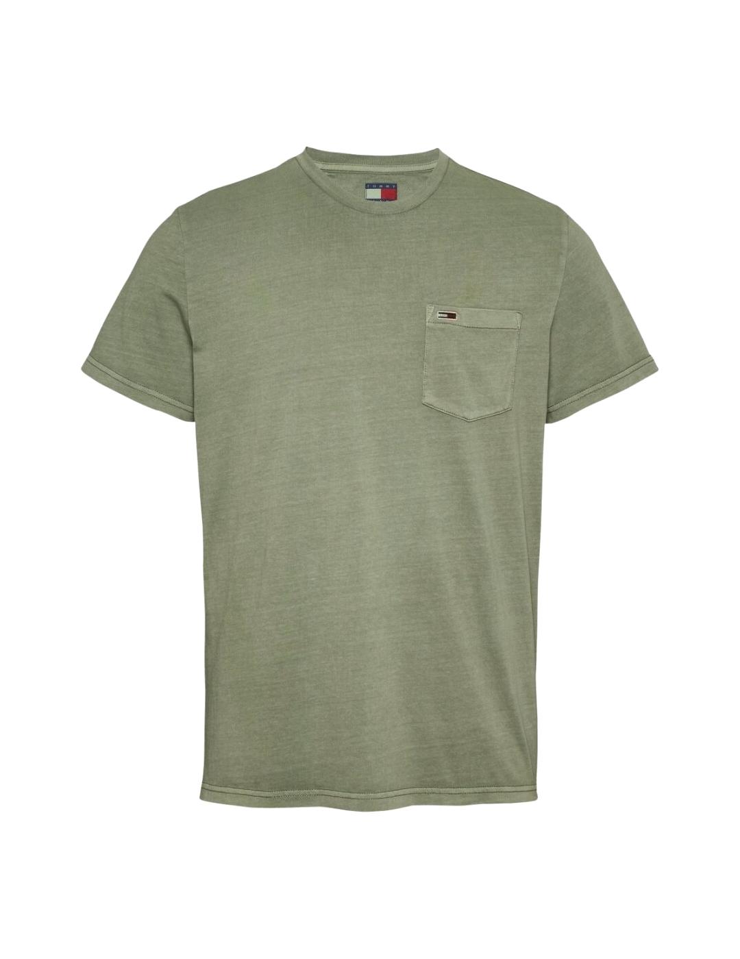 TOMMY CAMISETA VERDE POCKET WASHED SLIM