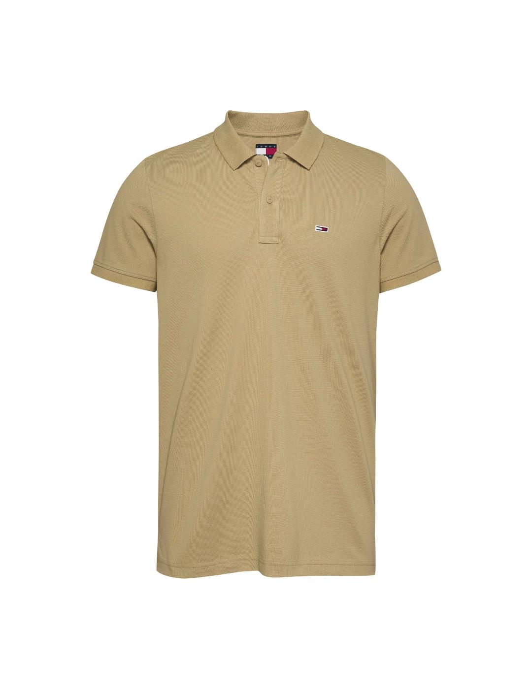 TOMMY POLO BEIGE SLIM PLACKET