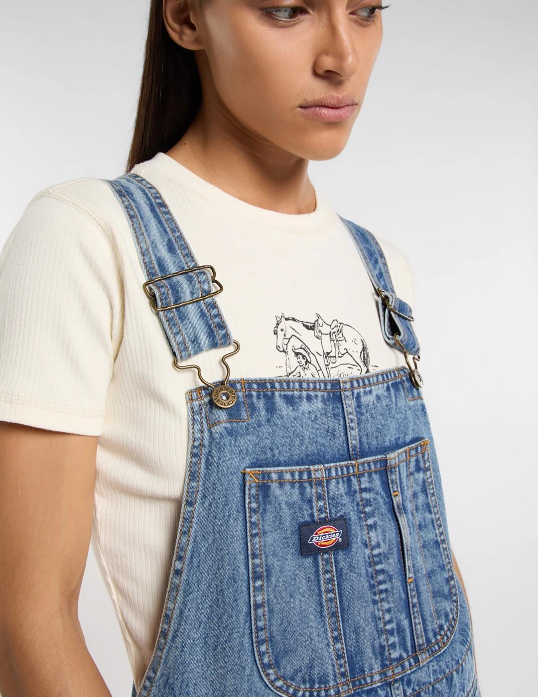 DICKIES BIB LONG DRESS DENIM
