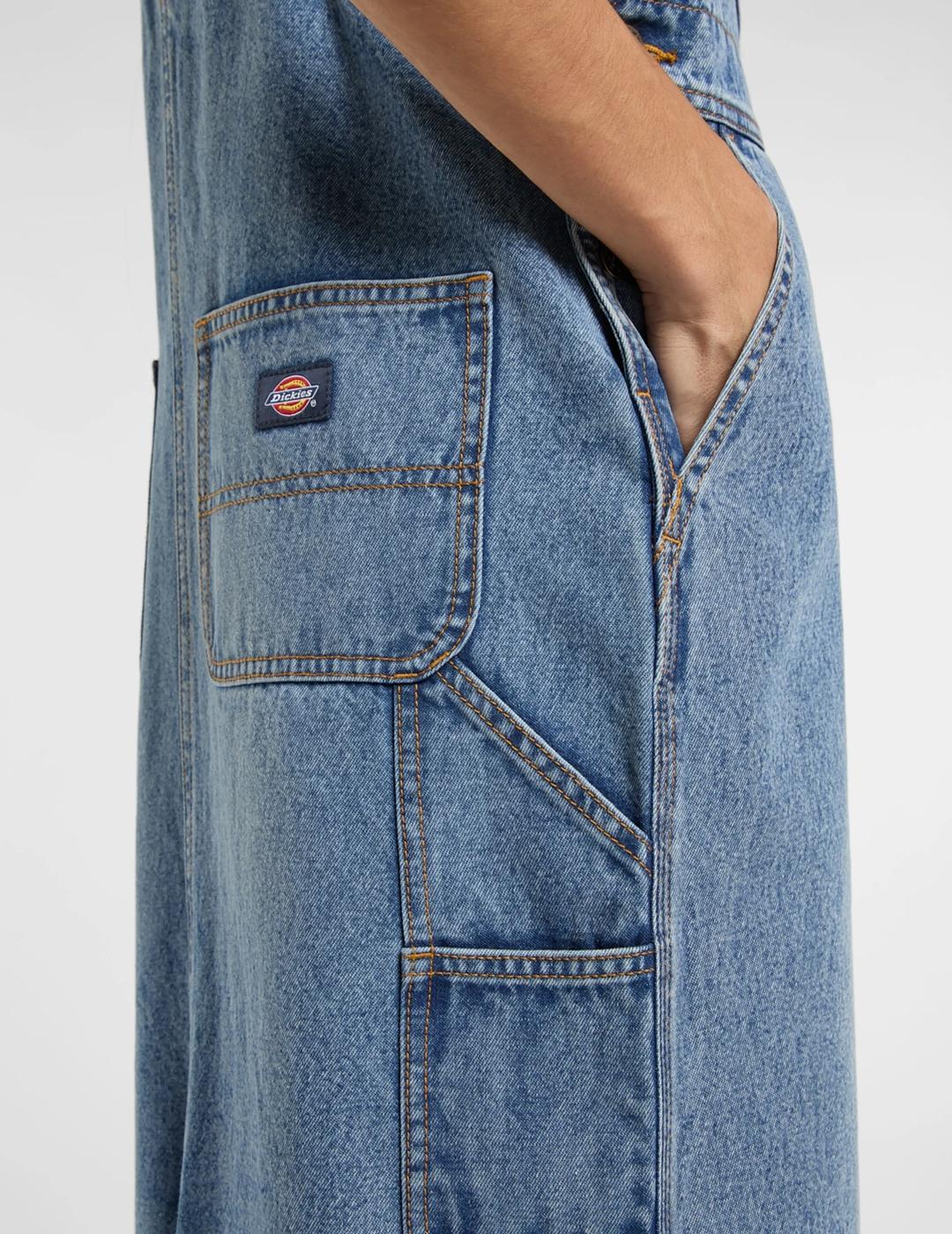 DICKIES BIB LONG DRESS DENIM