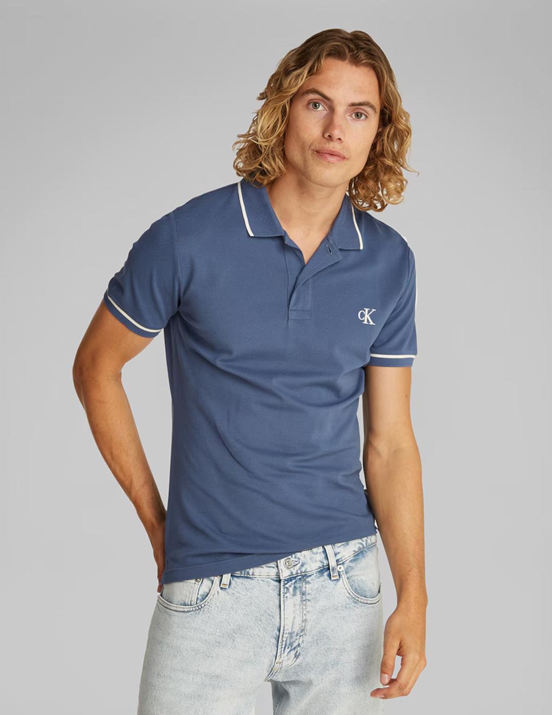 CALVIN KLEIN POLO AZUL INDIGO TIPPING