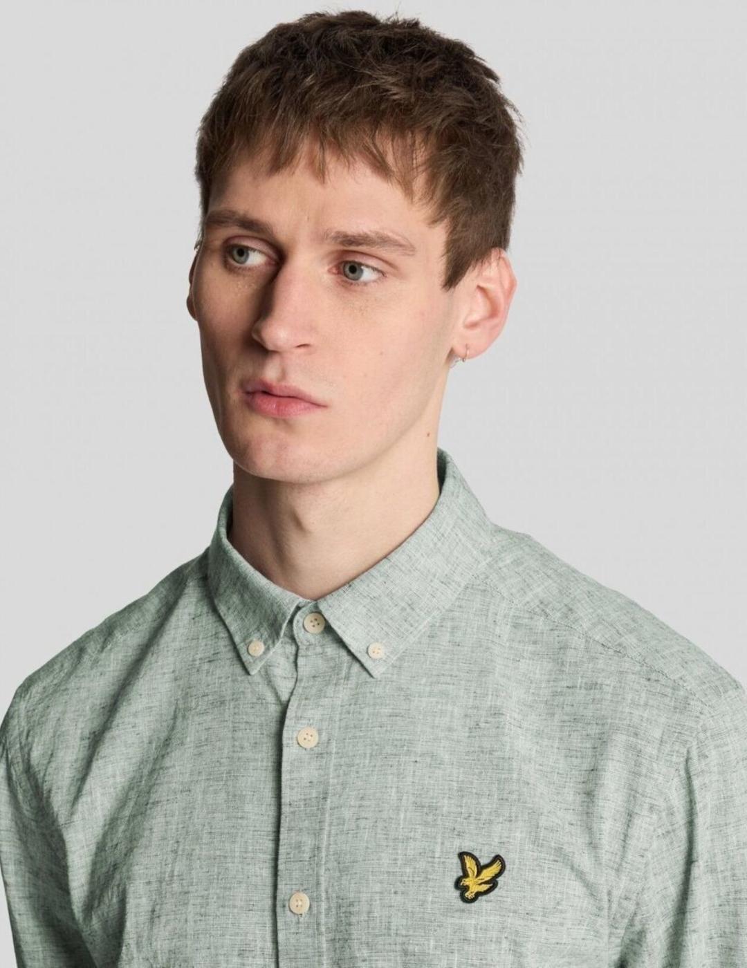 LYLE&SCOTT CAMISA OXFORD LINO GRIS