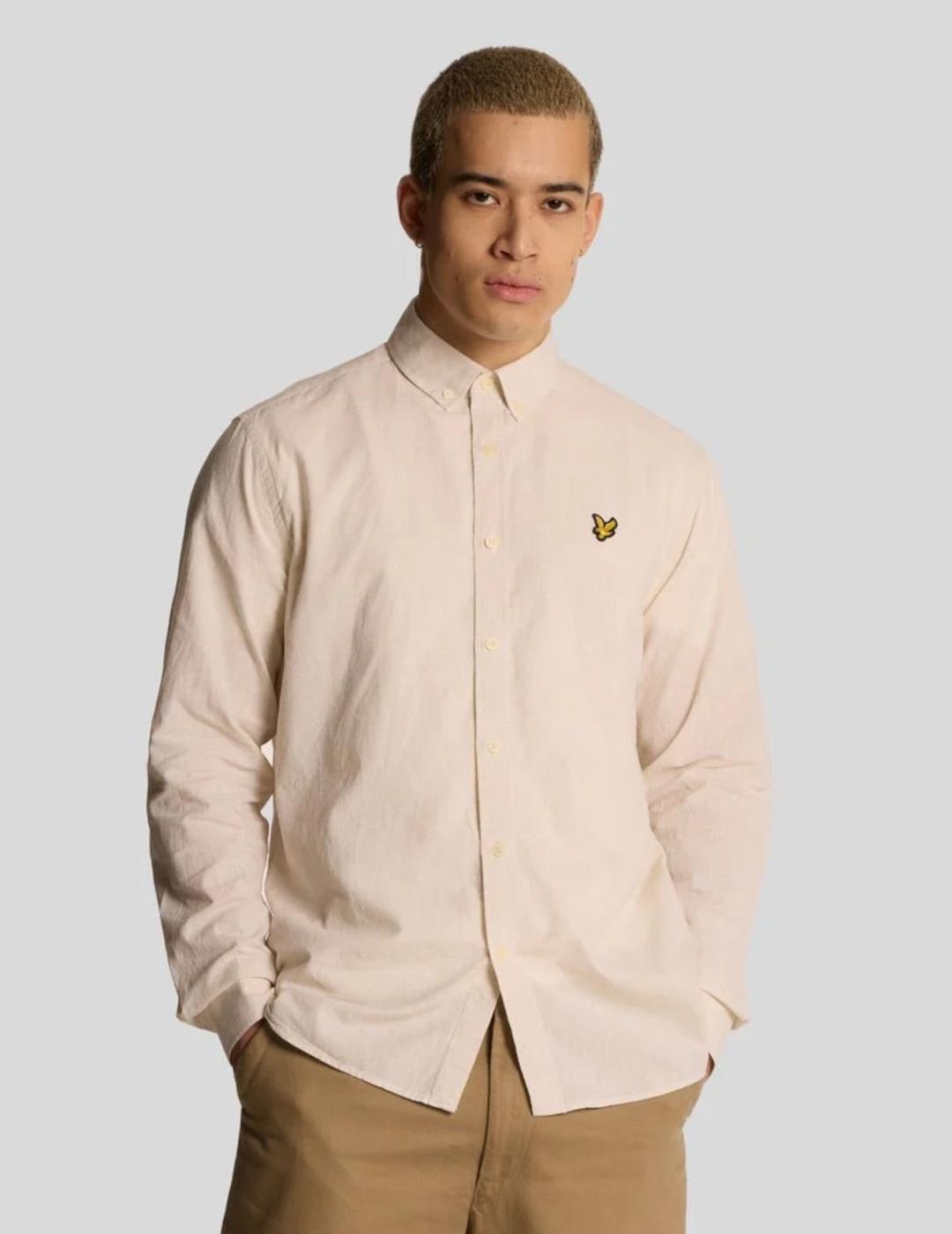 LYLE&SCOTT CAMISA OXFORD LINO BEIGE