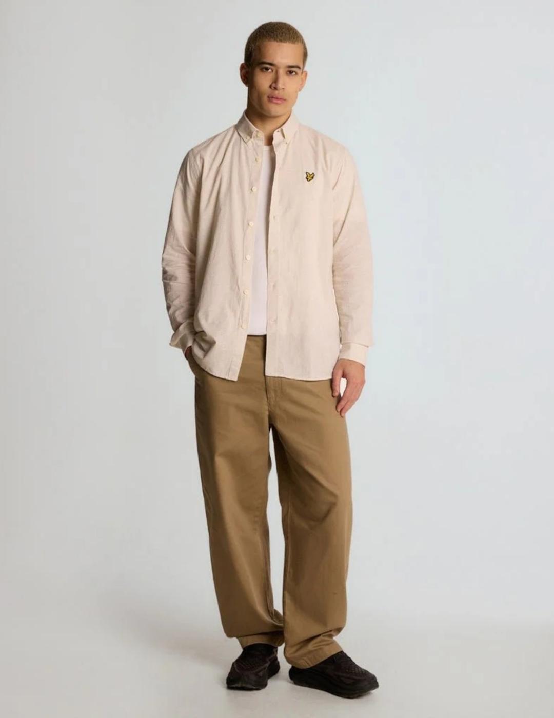 LYLE&SCOTT CAMISA OXFORD LINO BEIGE