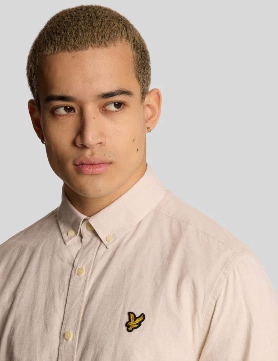 LYLE&SCOTT CAMISA OXFORD LINO BEIGE