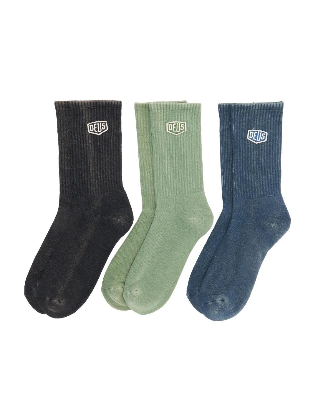 DEUS CALCETINES PACK 3 MULTI NEGRO VERDE MARINO