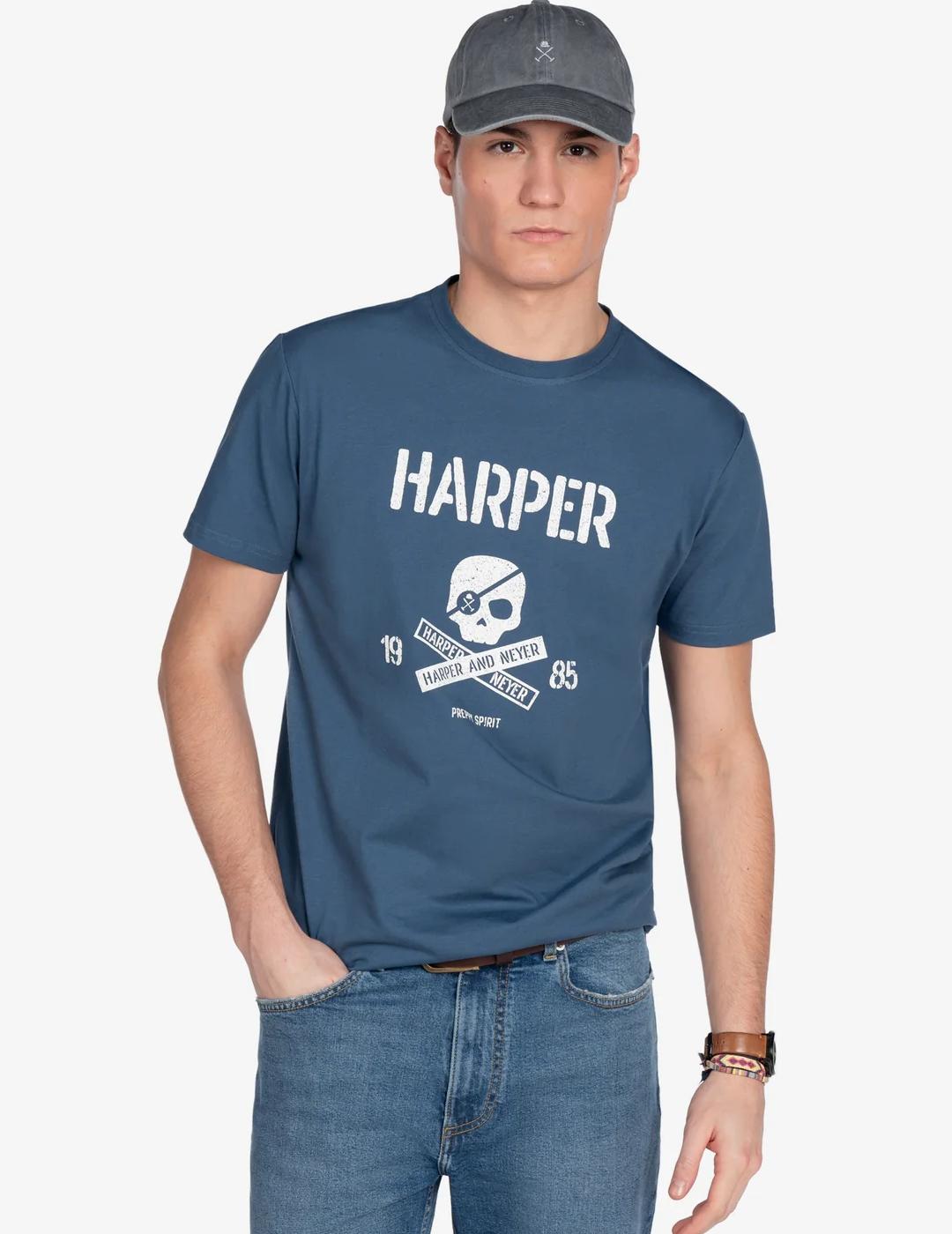 HARPER CAMISETA SKULL BLUE WASH