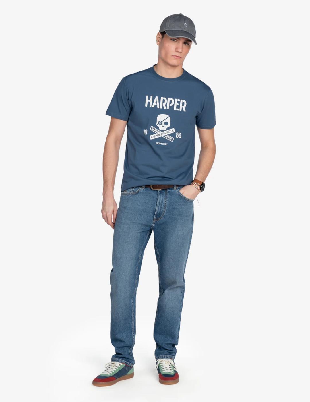 HARPER CAMISETA SKULL BLUE WASH