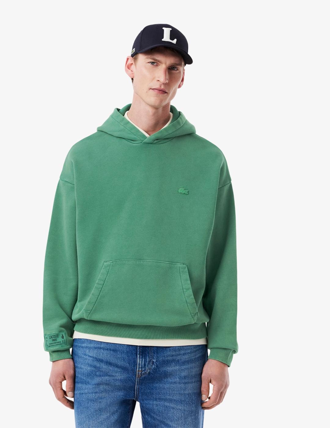LACOSTE HOODIE VERDE WASHED