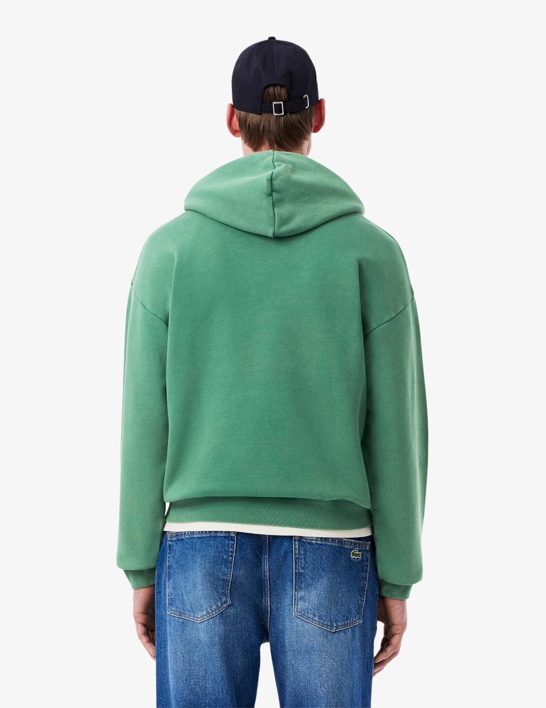 LACOSTE HOODIE VERDE WASHED