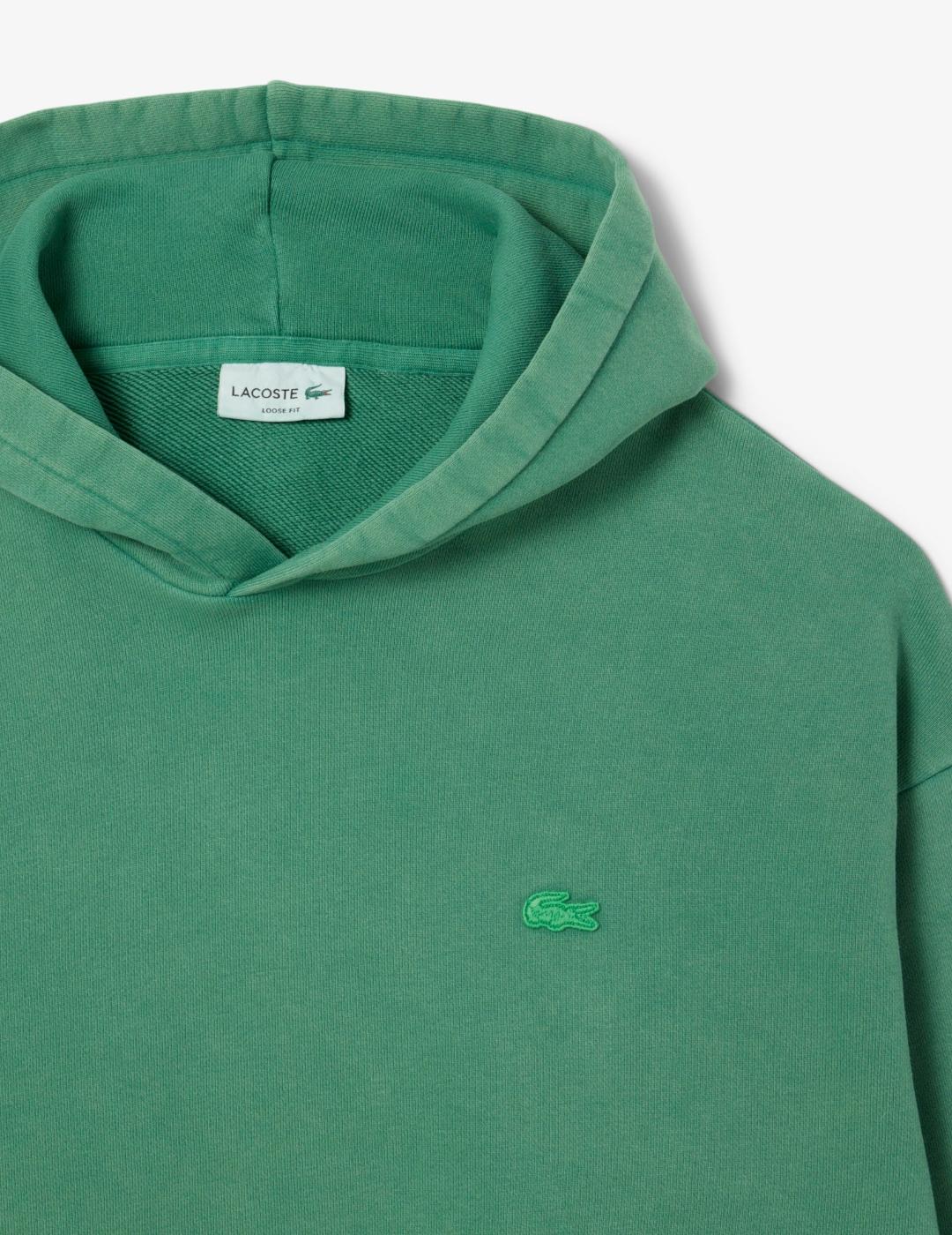 LACOSTE HOODIE VERDE WASHED