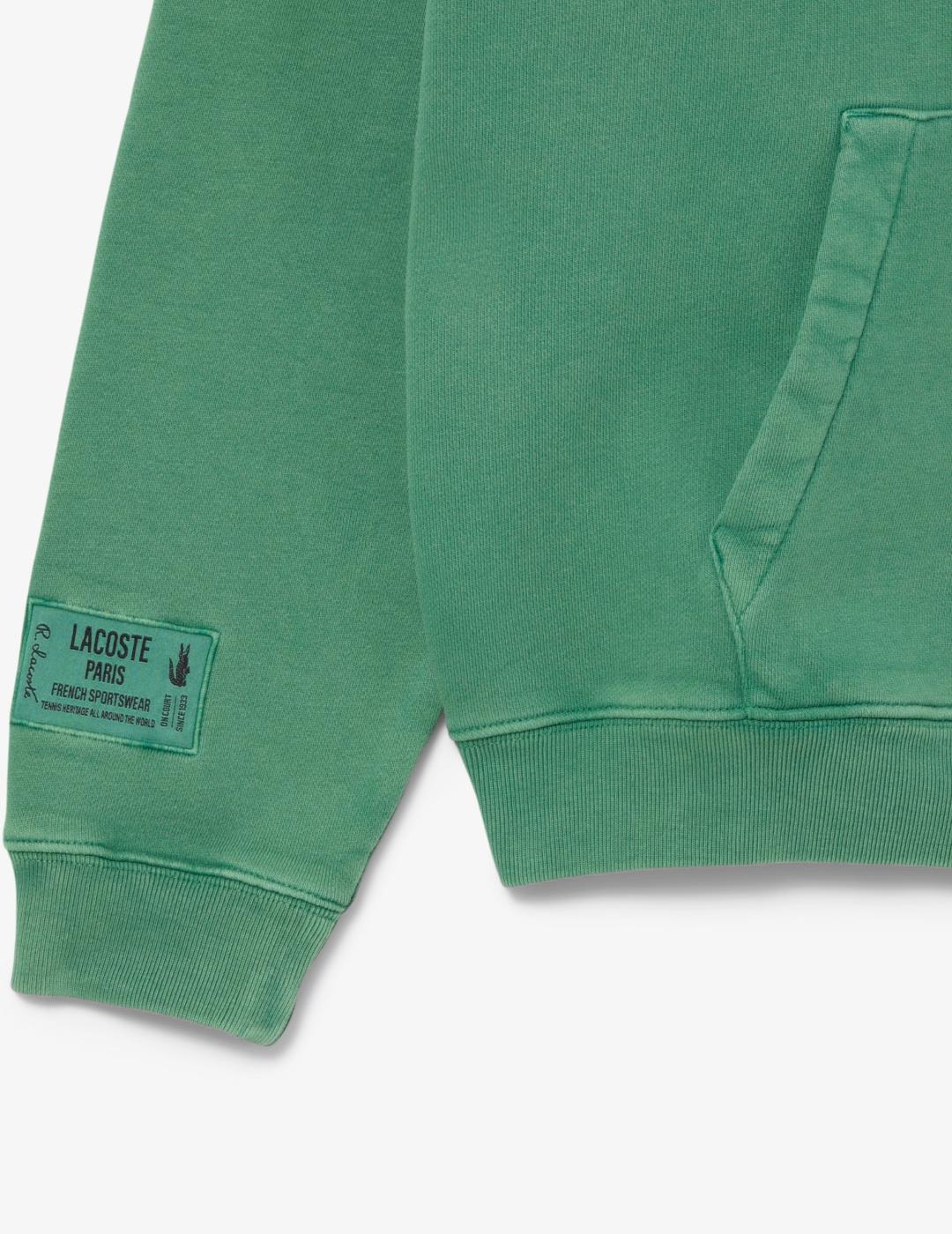 LACOSTE HOODIE VERDE WASHED