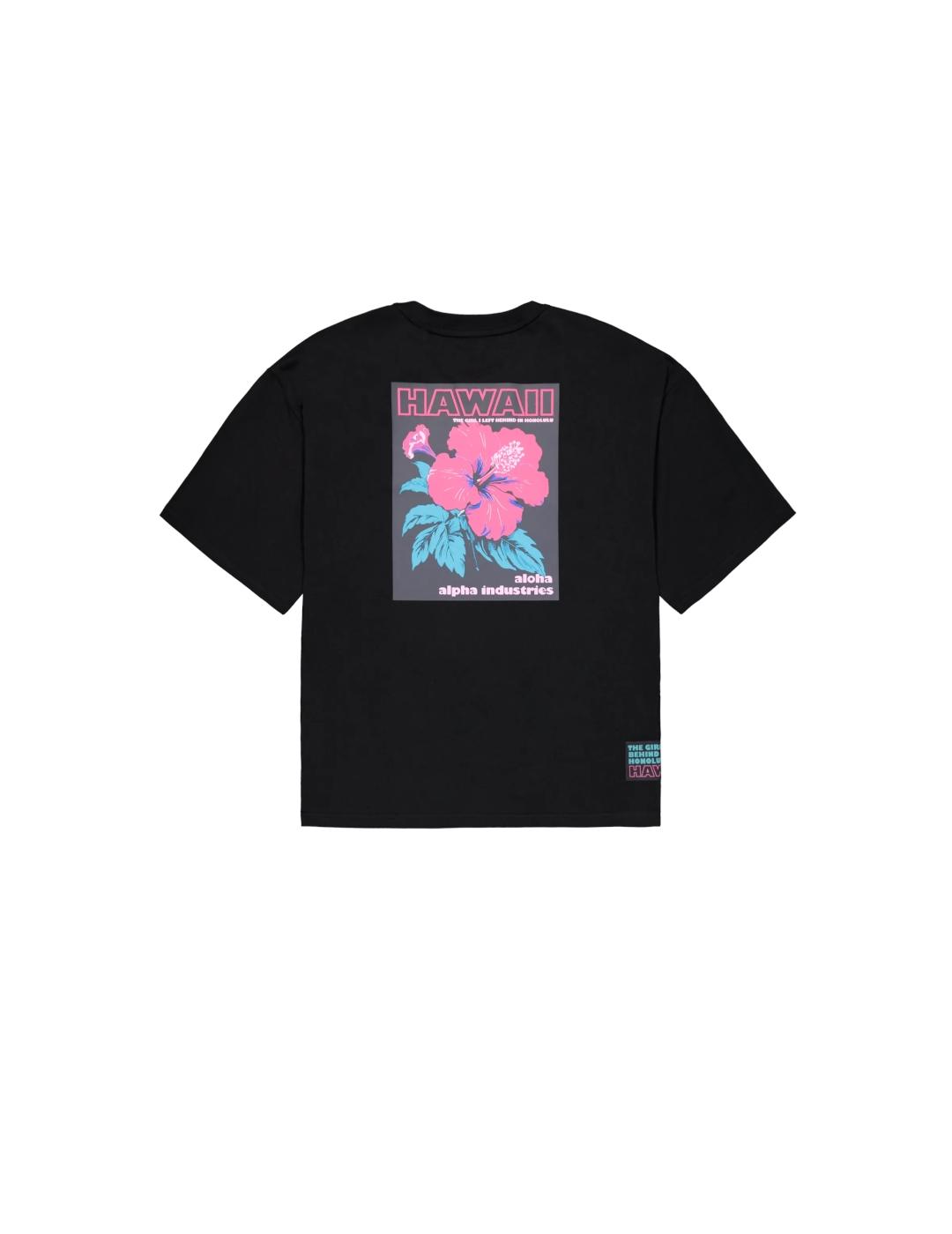 ALPHA CAMISETA NEGRA ALOHA FLOWER