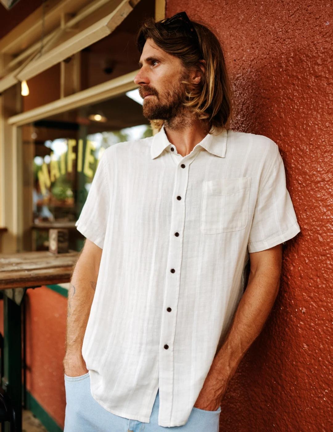 KATIN CAMISA M/C RAYAS BEIGE ALAN