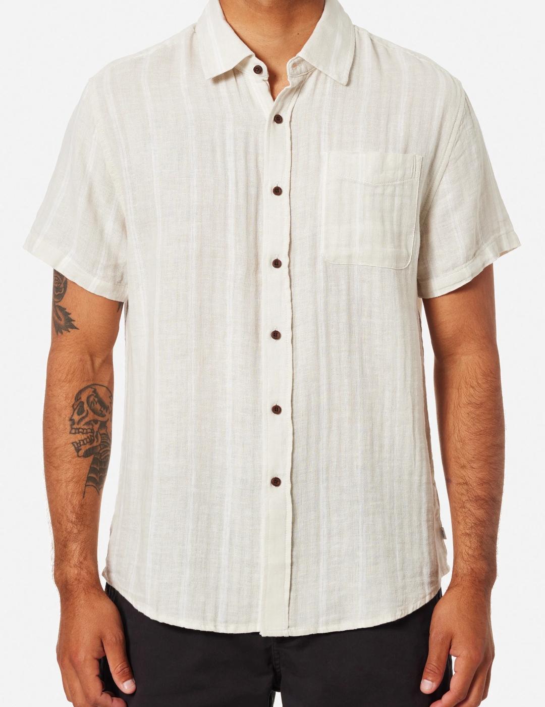 KATIN CAMISA M/C RAYAS BEIGE ALAN