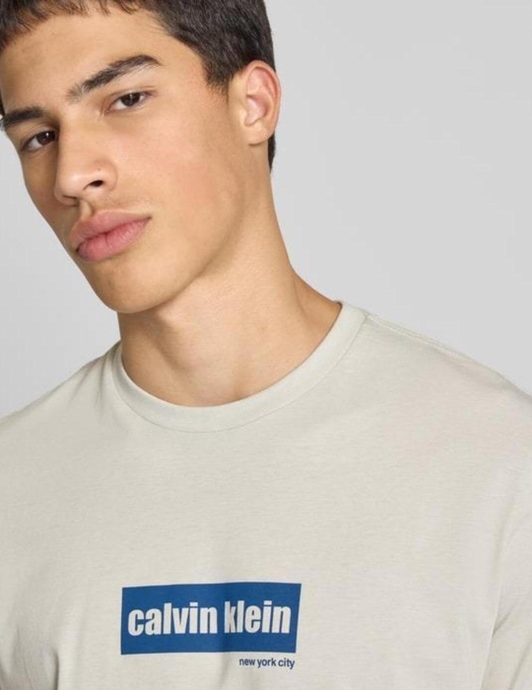 CALVIN CAMISETA BEIGE LINO LOGO