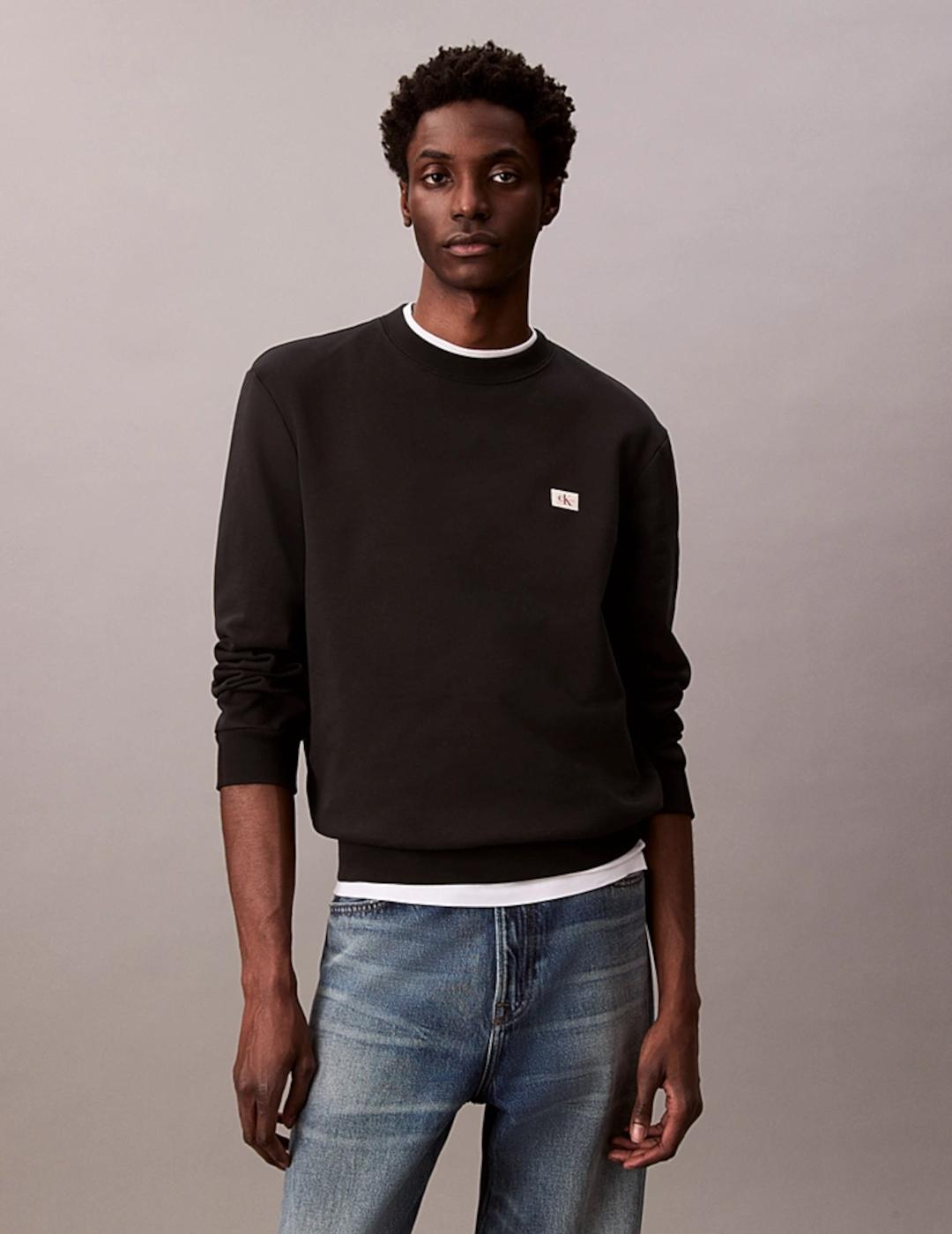 CALVIN KLEIN SUDADERA NEGRA TERRY BADGE
