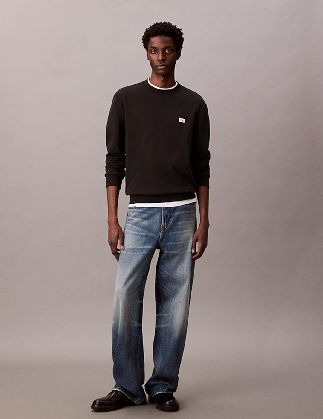 CALVIN KLEIN SUDADERA NEGRA TERRY BADGE