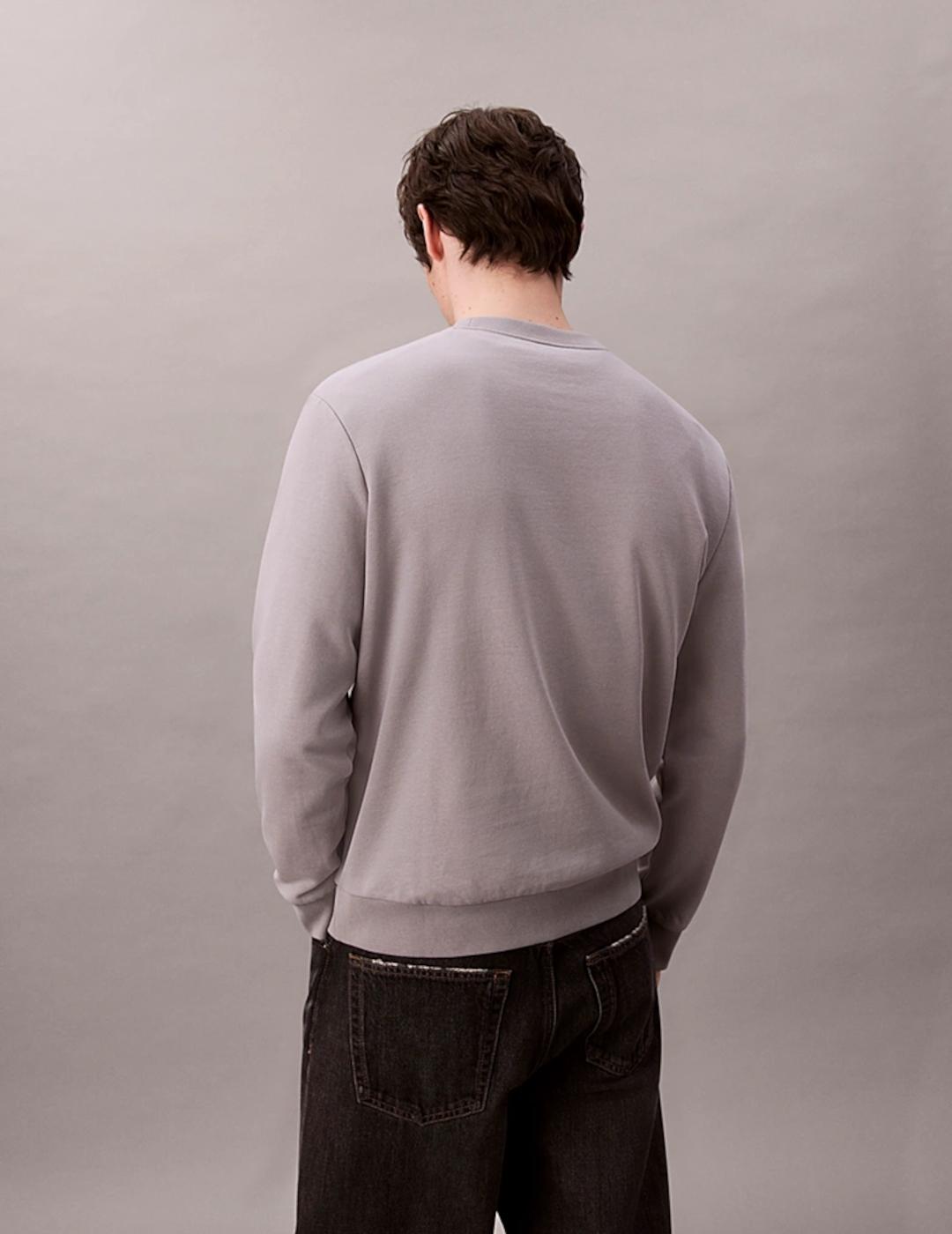 CALVIN KLEIN SUDADERA GRIS TERRY BADGE