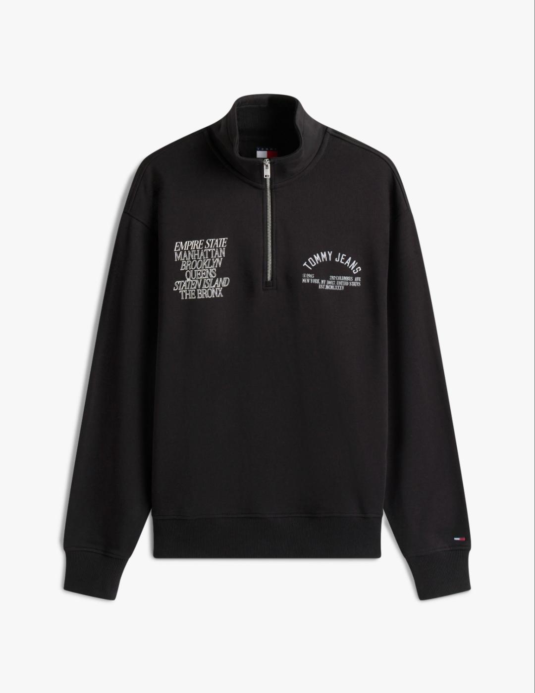 TOMMY SUDADERA 1/4 ZIP NEGRA BOROUGHS