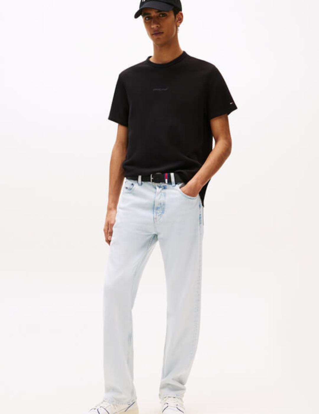 TOMMY CAMISETA NEGRA PUNTO WAFFLE SLIM