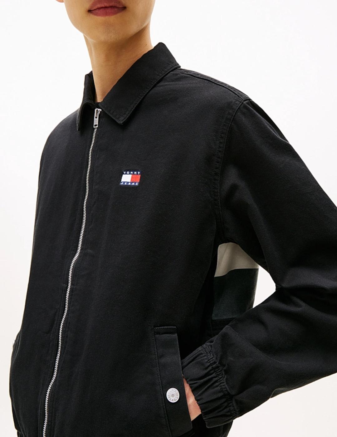 TOMMY CHAQUETA NEGRA ZIP FLAG ESSENTIAL