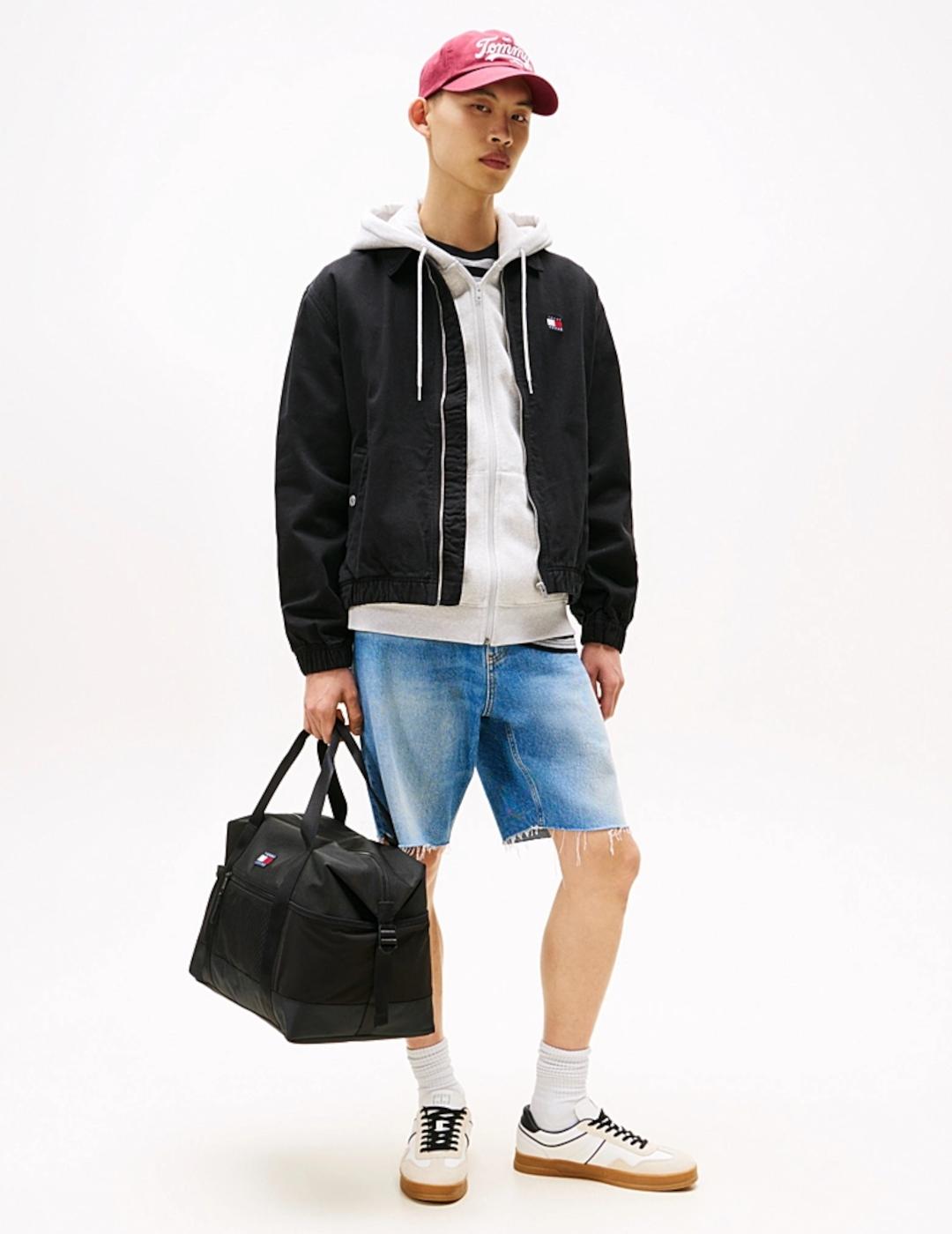 TOMMY CHAQUETA NEGRA ZIP FLAG ESSENTIAL