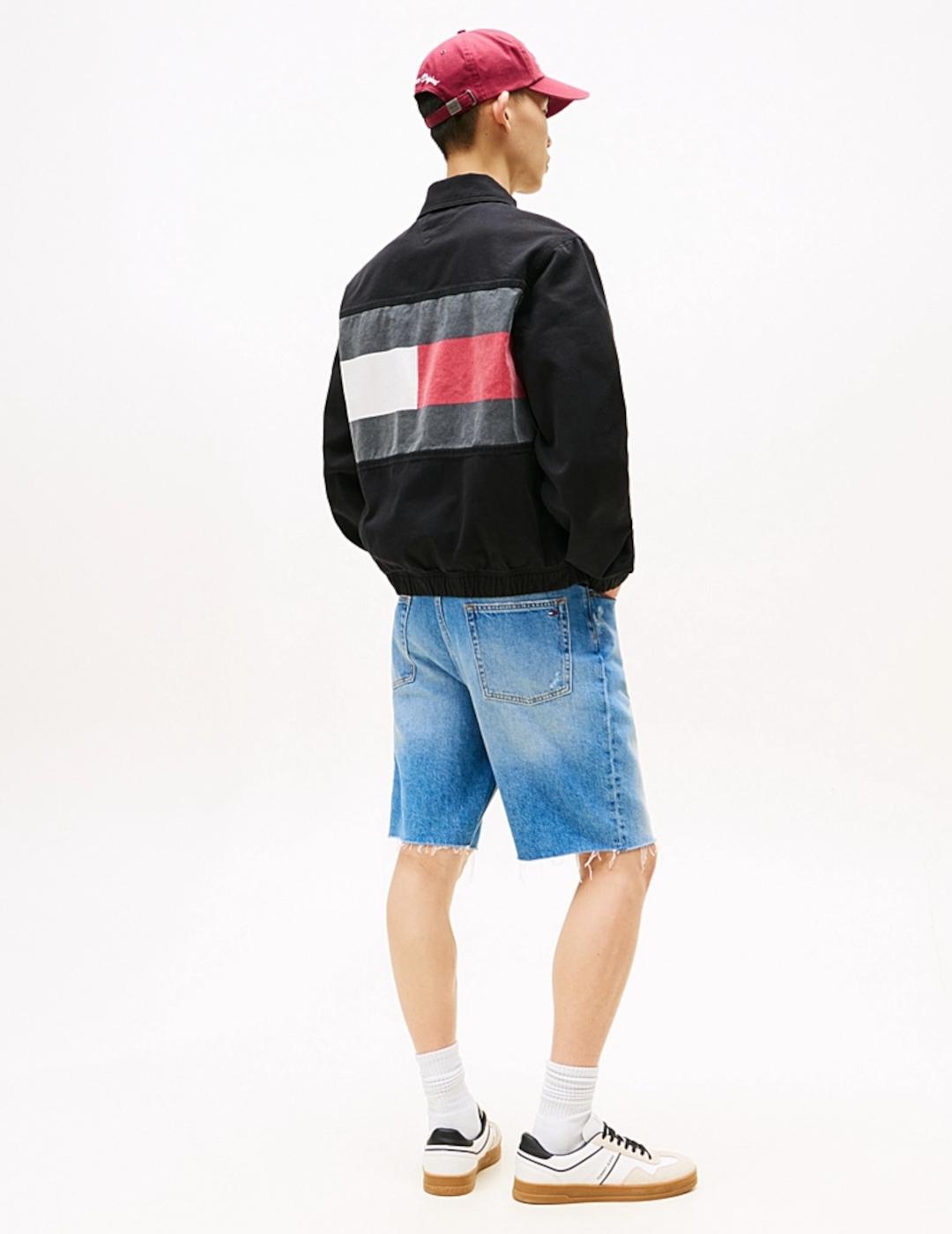 TOMMY CHAQUETA NEGRA ZIP FLAG ESSENTIAL