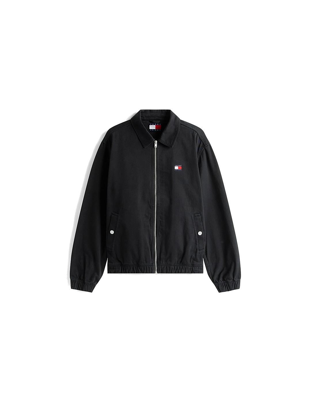 TOMMY CHAQUETA NEGRA ZIP FLAG ESSENTIAL