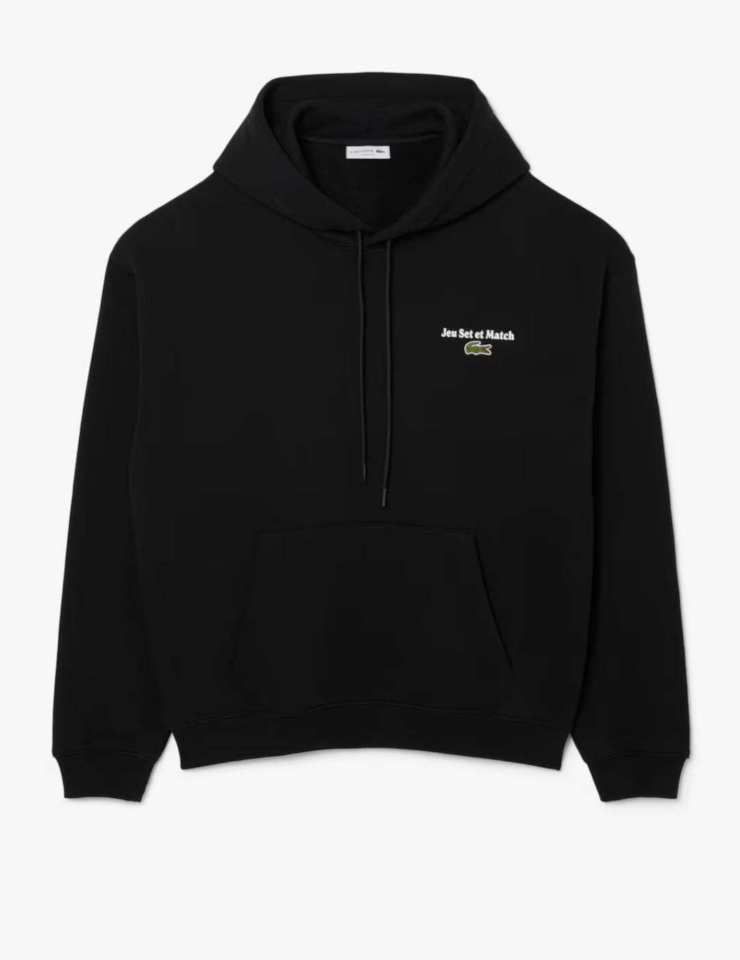 LACOSTE HOODIE NEGRA ESTAMPADA