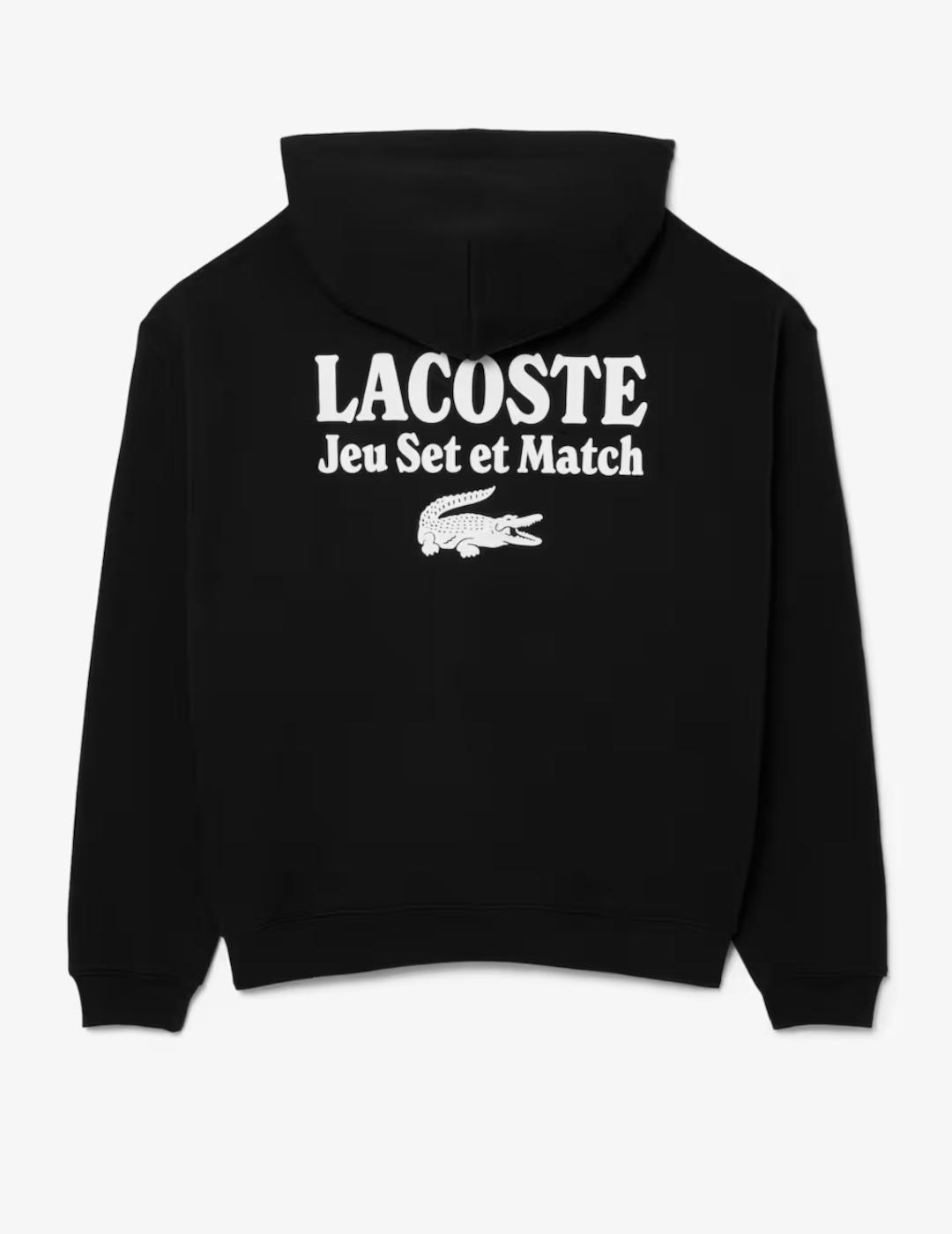 LACOSTE HOODIE NEGRA ESTAMPADA