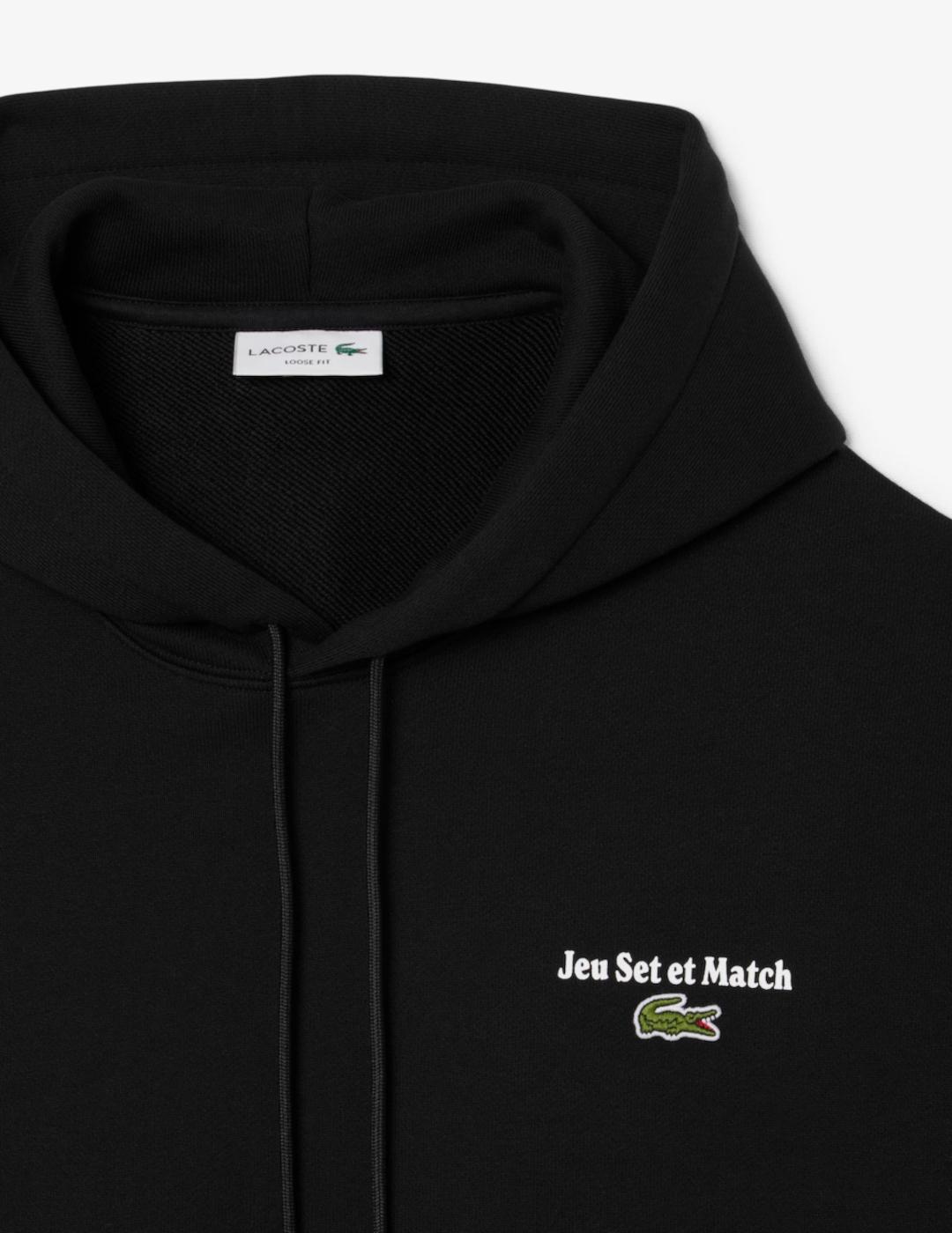 LACOSTE HOODIE NEGRA ESTAMPADA
