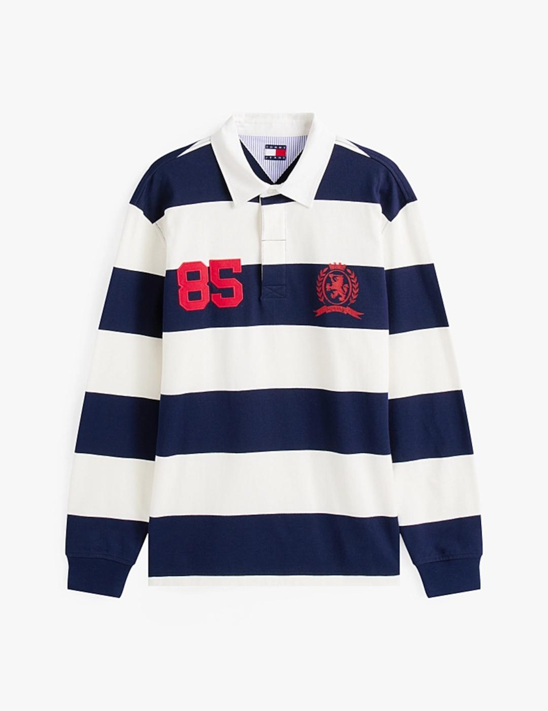 TOMMY POLO M/L RAYAS MARINO BLANCO RUGBY