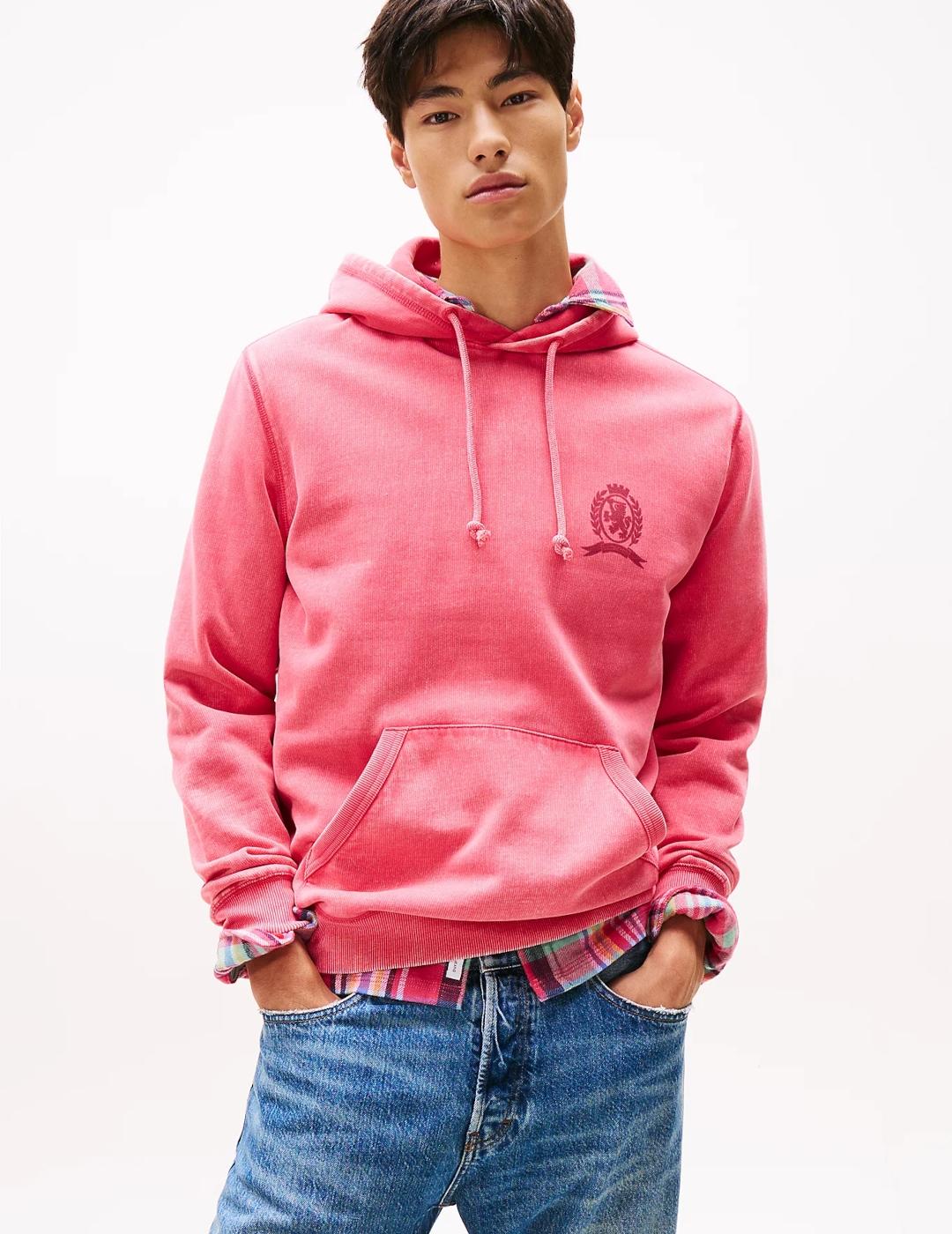 TOMMY HOODIE ROSA WASHED CREST