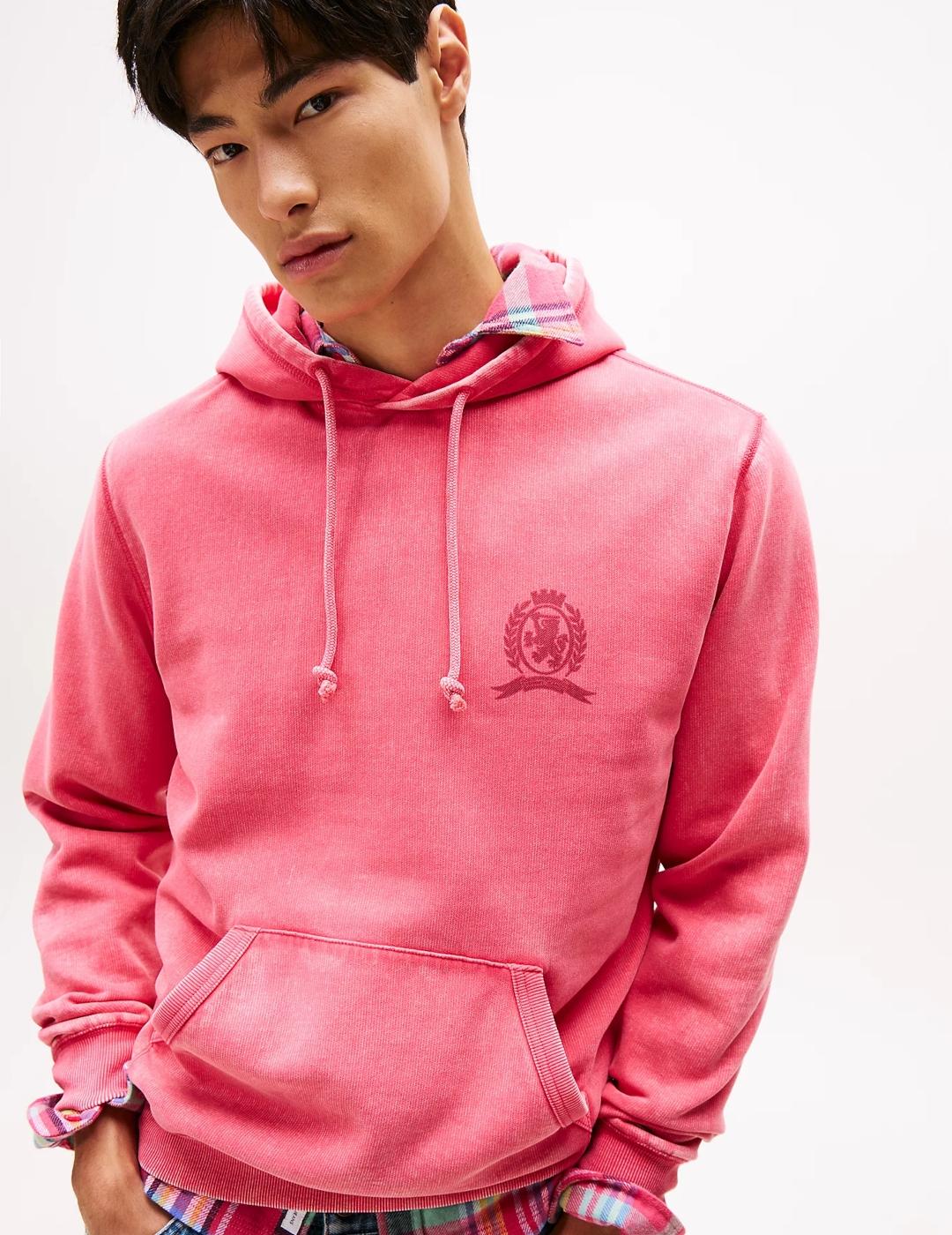 TOMMY HOODIE ROSA WASHED CREST