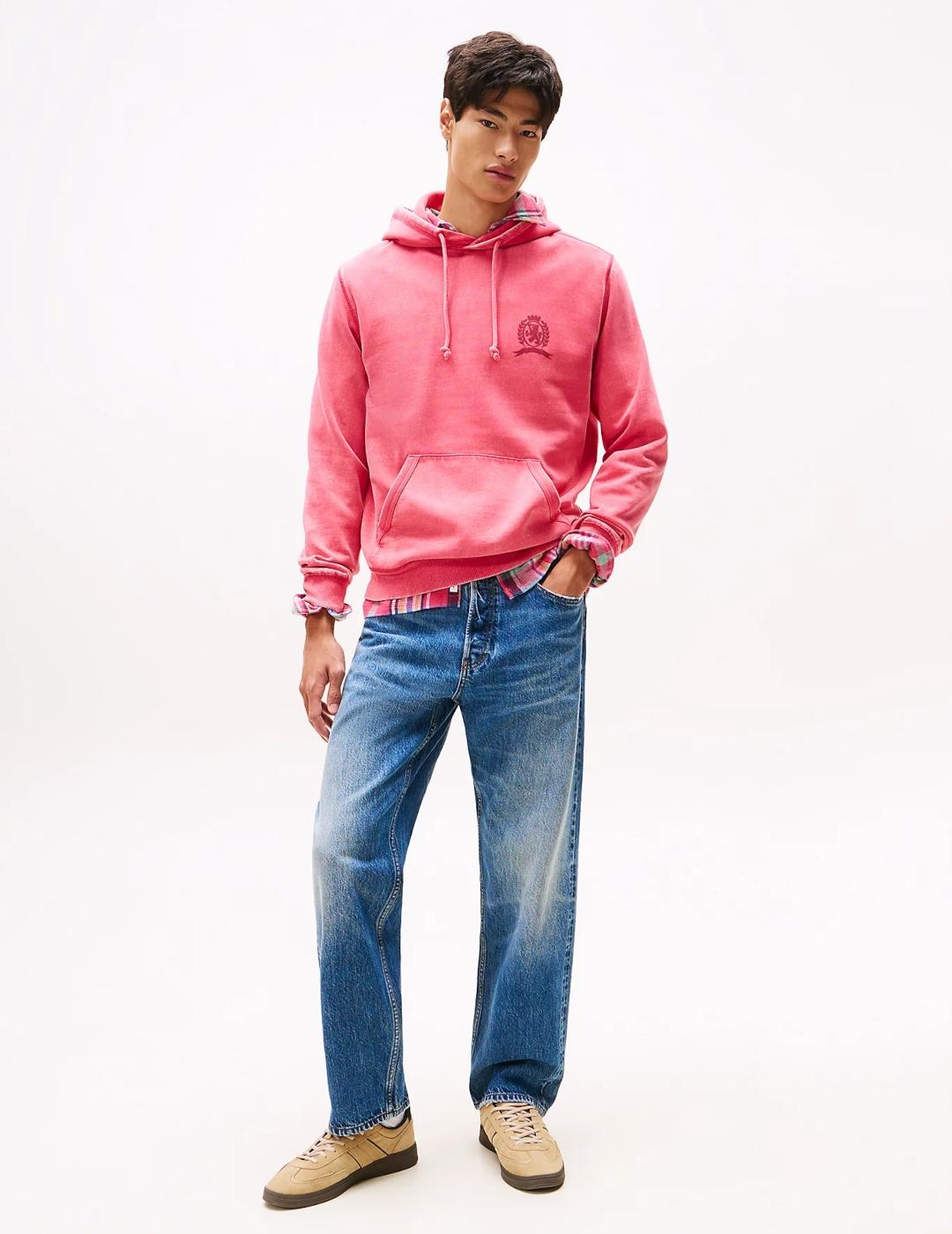 TOMMY HOODIE ROSA WASHED CREST