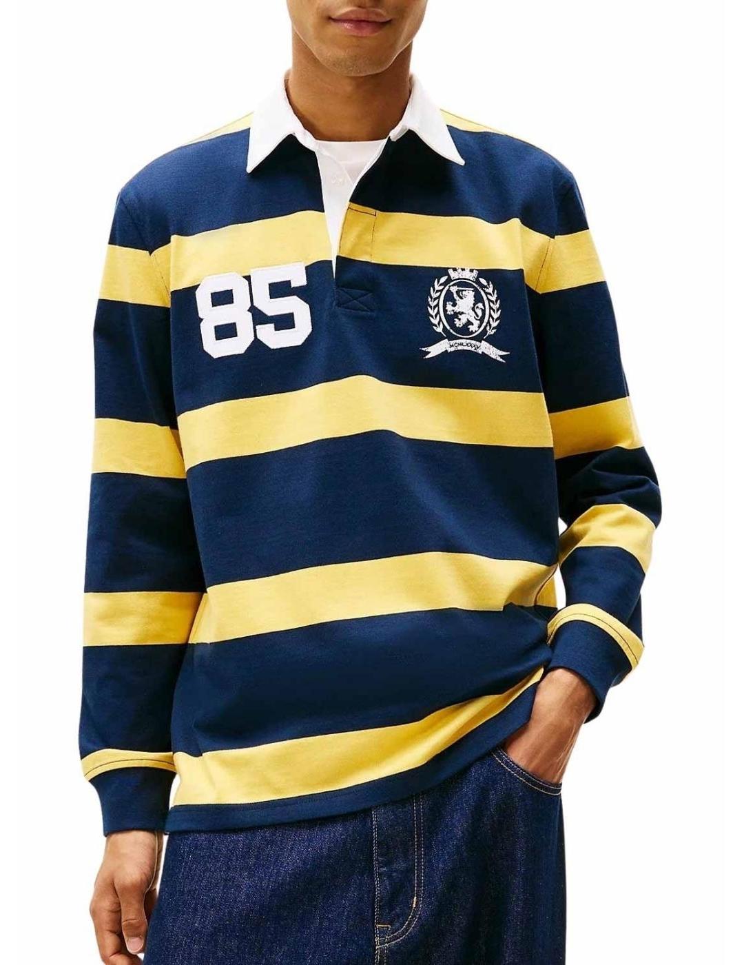 TOMMY POLO M/L RAYAS AMARILLO NAVY RUGBY