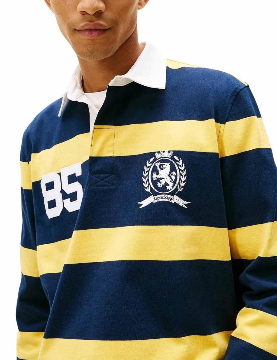 TOMMY POLO M/L RAYAS AMARILLO NAVY RUGBY
