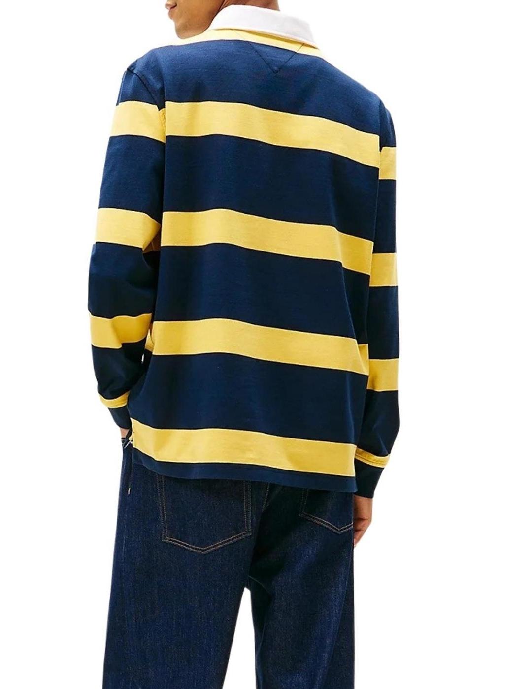 TOMMY POLO M/L RAYAS AMARILLO NAVY RUGBY