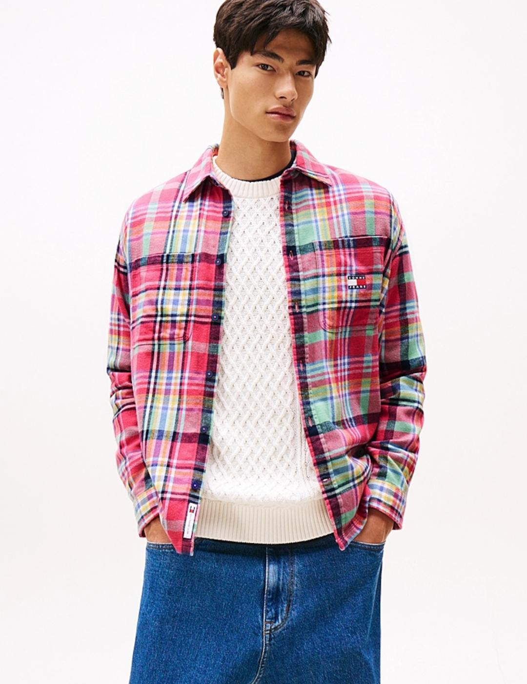TOMMY CAMISA CUADROS ROSA FLANNEL UTILITY