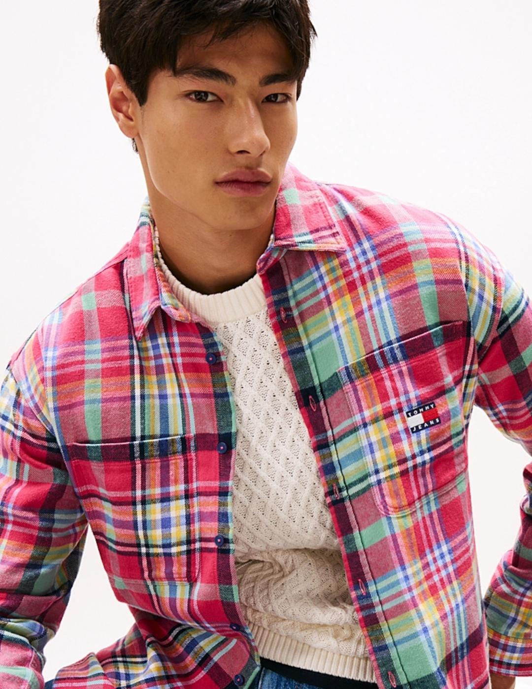 TOMMY CAMISA CUADROS ROSA FLANNEL UTILITY