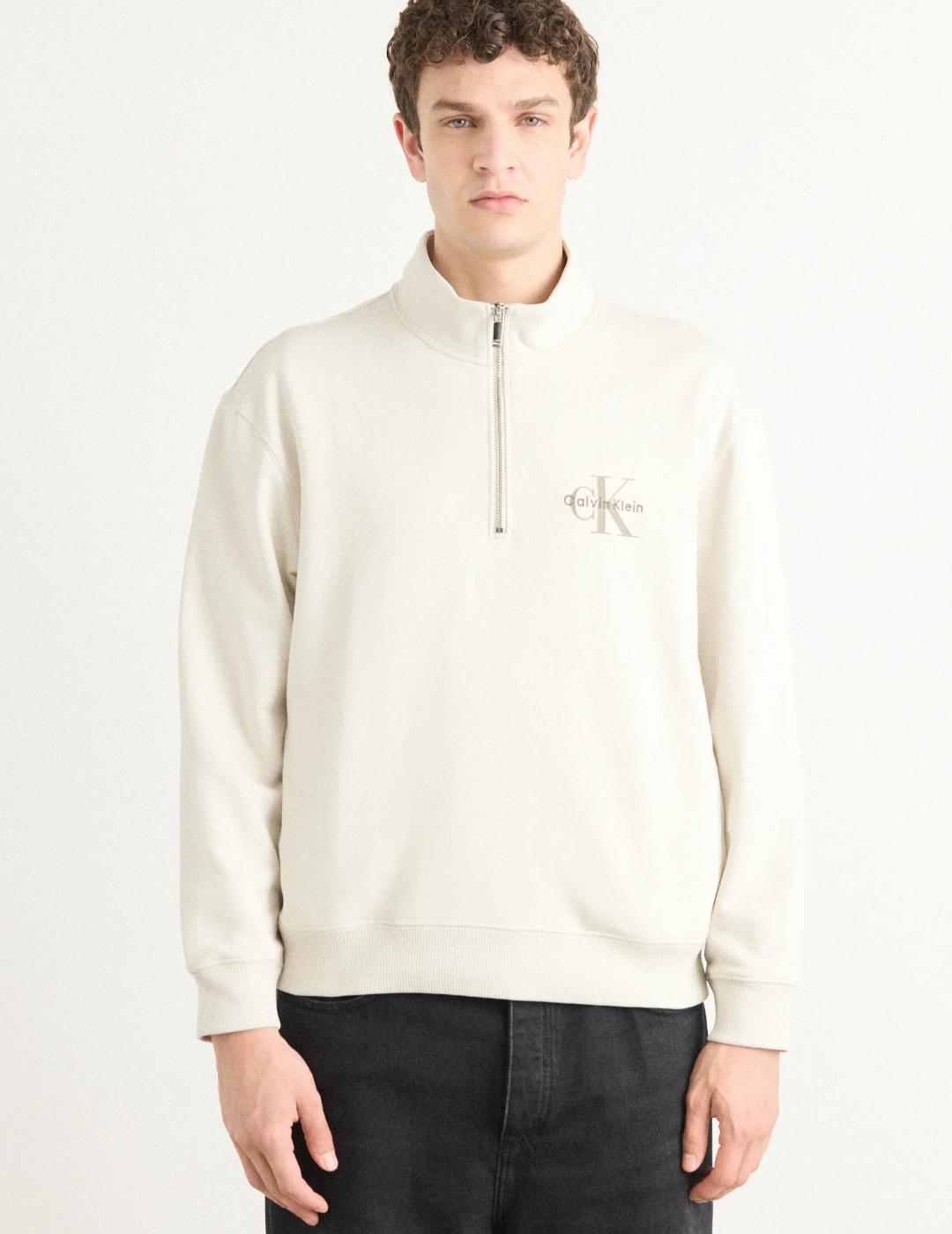 CALVIN KLEIN SUDADERA ZIP CHALK