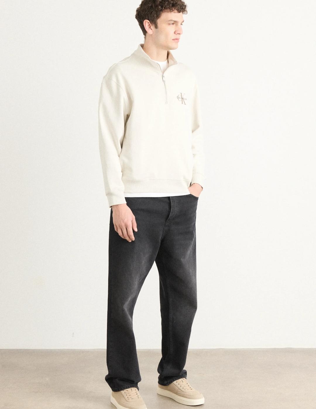 CALVIN KLEIN SUDADERA ZIP CHALK