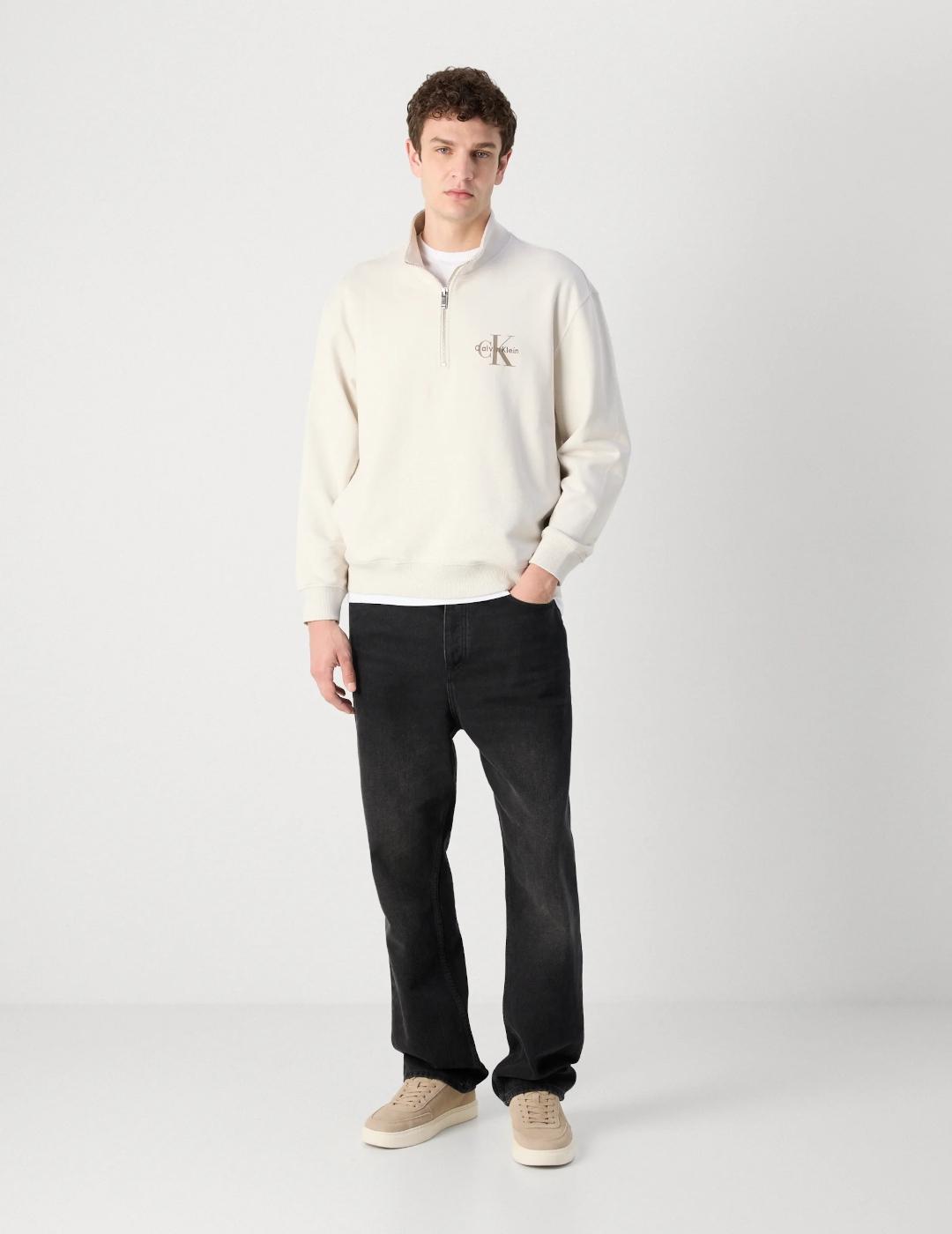CALVIN KLEIN SUDADERA ZIP CHALK