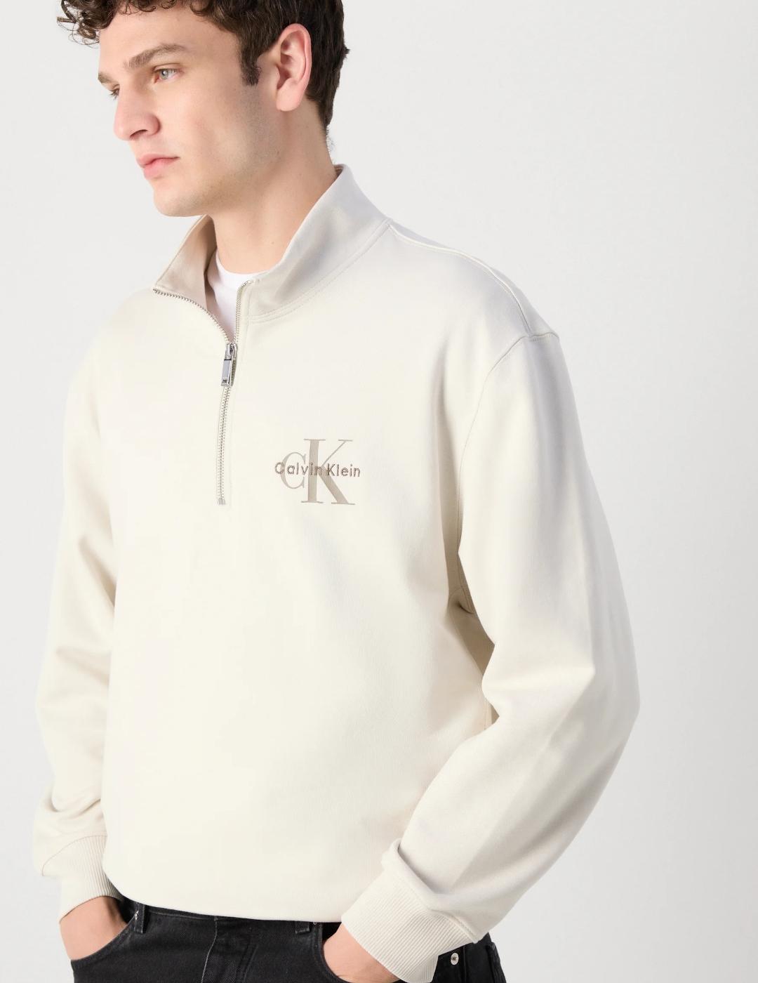 CALVIN KLEIN SUDADERA ZIP CHALK