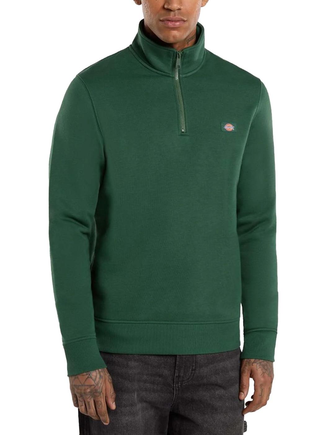 DICKIES SUDADERA VERDE QUARTER ZIP OAKPORT