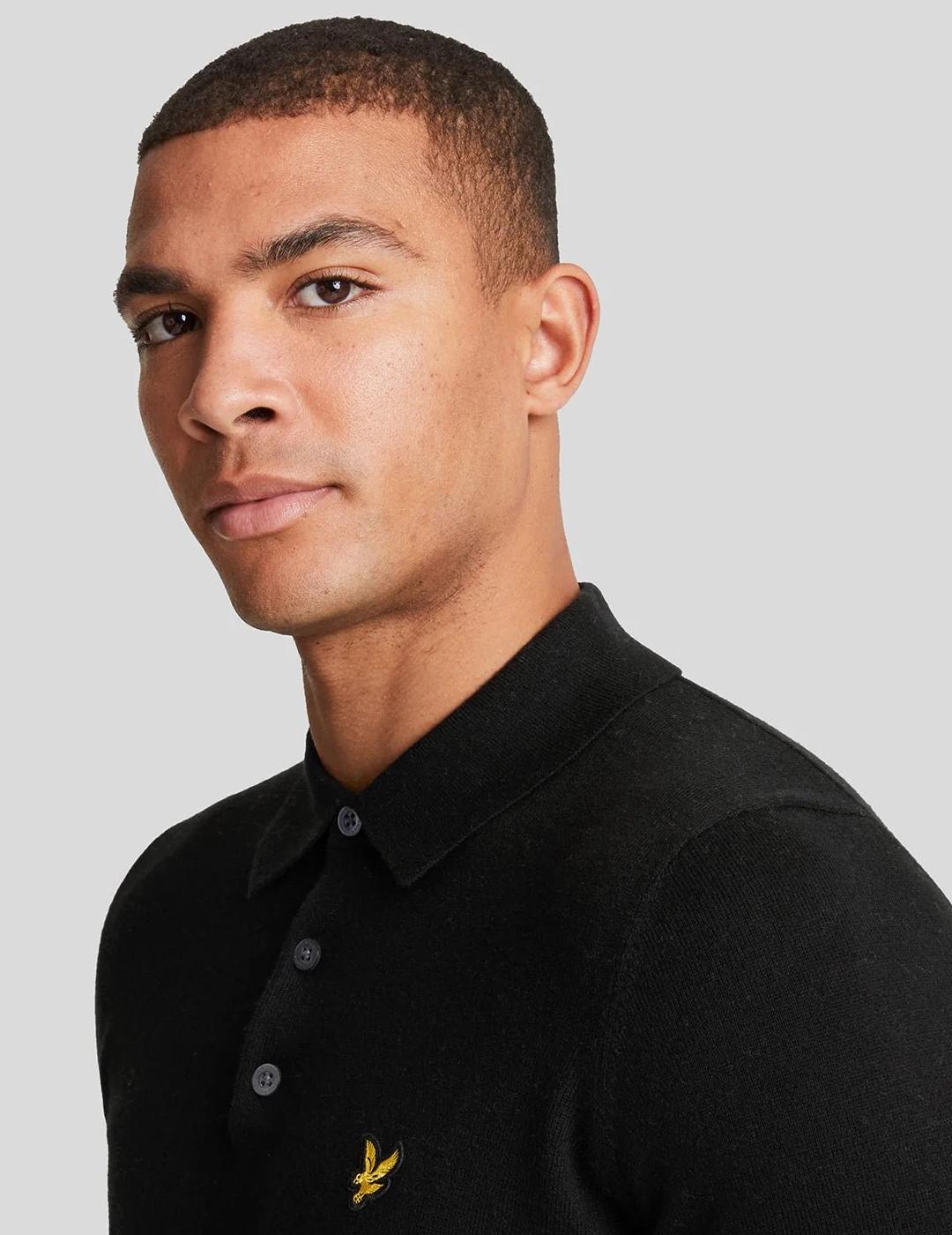 LYLE&SCOTT POLO M/L NEGRA MERINO